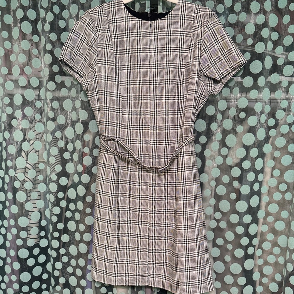 H&M Black and White Plaid Mini Dress